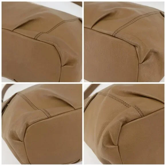 BURBERRY Blue Label Shoulder Bag Leather Beige Gold Auth - Picture 15 of 16